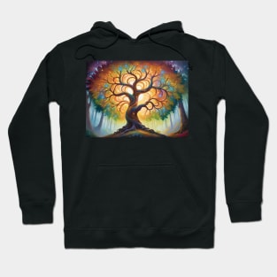 Iridescent Majesty: Ethereal Beauty of a Meticulously Painted Tree (406) Hoodie